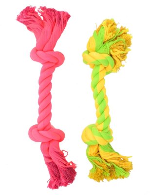 Zoom bild av Tuggrep med 2 knutar, neon, 30 cm