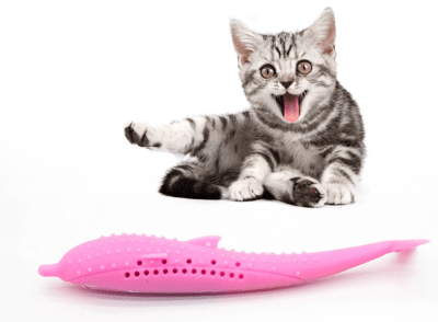 Tandvårdsfisk för katt, rosa