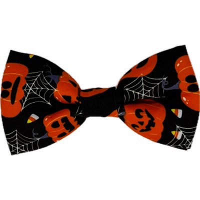 Zoom bild av halloweenfluga hundfluga halloween rosett pumpor