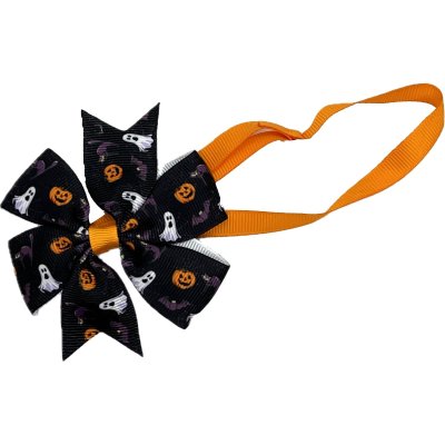 Zoom bild av halloweenrosett hundrosett hundhalsband halloween rosett