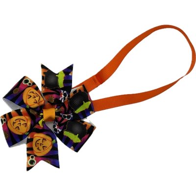Zoom bild av halloweenrosett hundrosett hundhalsband halloween rosett