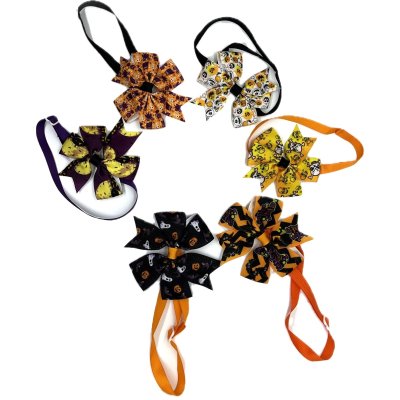 Zoom bild av halloweenrosett hundrosett hundhalsband halloween rosett