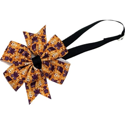 Zoom bild av halloweenrosett hundrosett hundhalsband halloween rosett
