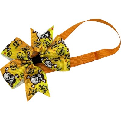 Zoom bild av halloweenrosett hundrosett hundhalsband halloween rosett