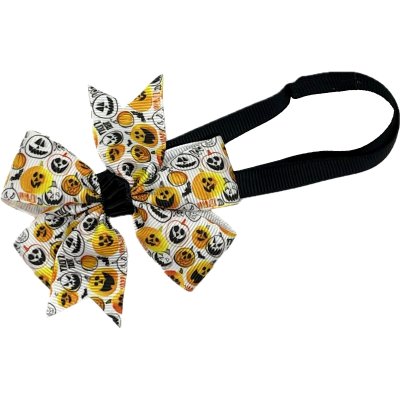 Zoom bild av halloweenrosett hundrosett hundhalsband halloween rosett