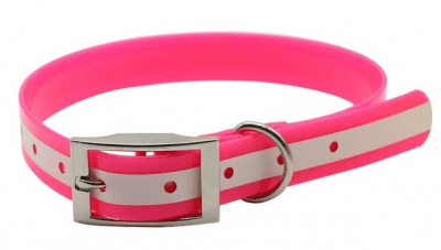 Halsband TPU + reflex rosa, två storlekar