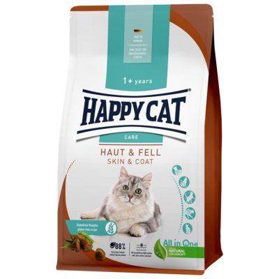 happy cat care sensitive skin coat kattfoder hud päls torrfoder