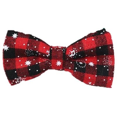 Zoom bild av julfluga julrosett hundfluga julhund julaccessoar hund jul halsbandsfluga rutig julig