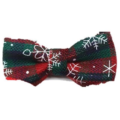 Zoom bild av julfluga julrosett hundfluga julhund julaccessoar hund jul halsbandsfluga rutig julig