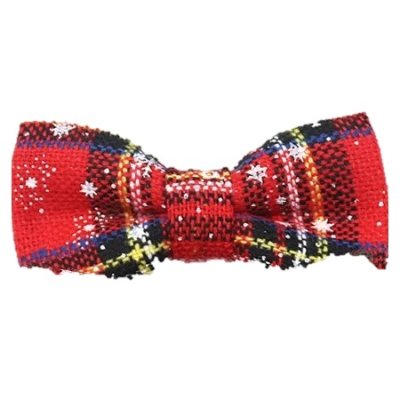 Zoom bild av julfluga julrosett hundfluga julhund julaccessoar hund jul halsbandsfluga rutig julig