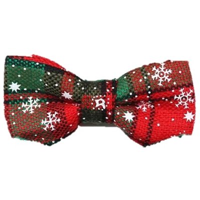 Zoom bild av julfluga julrosett hundfluga julhund julaccessoar hund jul halsbandsfluga rutig julig