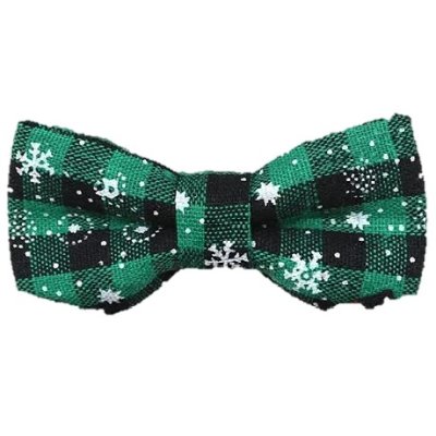 Zoom bild av julfluga julrosett hundfluga julhund julaccessoar hund jul halsbandsfluga rutig julig