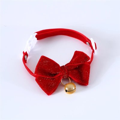 Zoom bild av julrosett julfluga kattrosett jul glitter guld bling kattaccessoar hundaccessoar hundrosett bjällra rosetthalsband