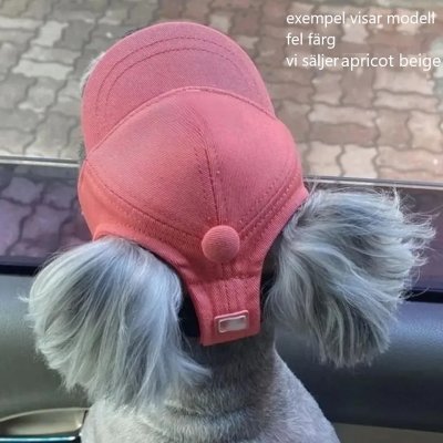 Zoom bild av hundkeps keps för hund bomullskeps hund hundaccessoar rolig somrig solskydd hundkläder sommar sol beige apricot