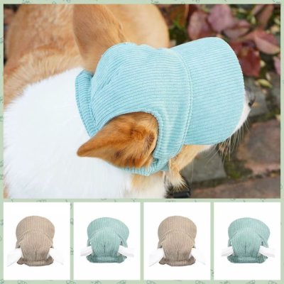 Zoom bild av hundkeps keps för hund manchester beige khaki turkos grön green corduroy justerbar solskydd soligt roligt ute utomhus solskydd s