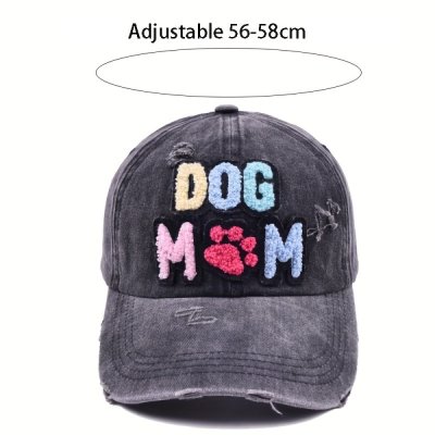 Zoom bild av keps sommarkeps hundmamma hundförälder pälskling dog mom solkeps sliten tvättad design hundkeps färgglad hund tre färger