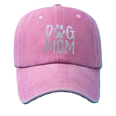 Zoom bild av keps hundkeps hundmamma solkeps solskärm sommarkeps hundförälder färgglad huvudbonad dog mom tryck