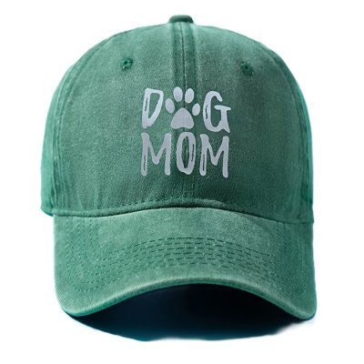 Zoom bild av keps hundkeps hundmamma solkeps solskärm sommarkeps hundförälder färgglad huvudbonad dog mom tryck