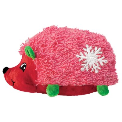 Zoom bild av kong holiday comfort hedgehug medium hundleksak igelkott röd julig julleksak snöstjärna vinter prassel pip rolig leksak hund