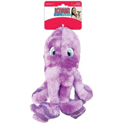 Zoom bild av kong bläckfisk octopus softseas lila hundleksak mjukdjur rolig leksak hund långa armar elastisk lila