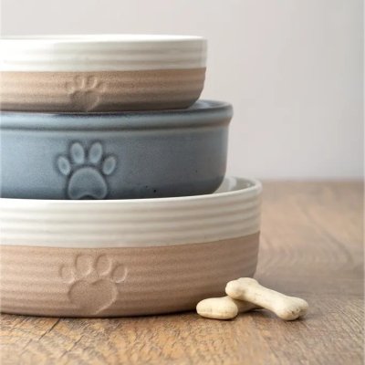 Zoom bild av Mason Cash Keramikskål Heart Paw Vit beige bowl hundskål kattskål matskål vattenskål keramik stilren tidlös snygg