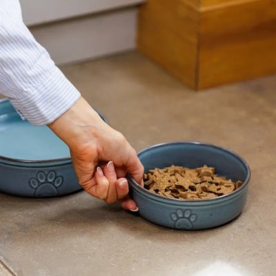 Zoom bild av Mason Cash Keramikskål Reactive Paw Blå pet bowl keramik hundskål kattskål vattenskål matskål blågrå stilren i hemmet tidlös blå