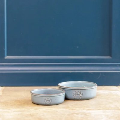 Zoom bild av Mason Cash Keramikskål Reactive Paw Blå pet bowl keramik hundskål kattskål vattenskål matskål blågrå stilren i hemmet tidlös blå