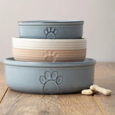 Zoom bild av Mason Cash Keramikskål Reactive Paw Blå pet bowl keramik hundskål kattskål vattenskål matskål blågrå stilren i hemmet tidlös blå