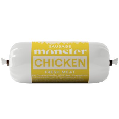 monster belöningsgodis blötfoder korv sausage chicken kyckling fresh meat blötmat helfoder spannmålsfri kladdfri slice & dice hu