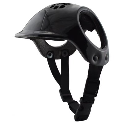 Zoom bild av motorcykelhjälm för hundar katter utklädnad rolig hjälm husdjur plast öronhål hål för öron rosa vit svart