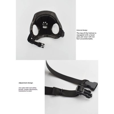 Zoom bild av motorcykelhjälm för hundar katter utklädnad rolig hjälm husdjur plast öronhål hål för öron rosa vit svart