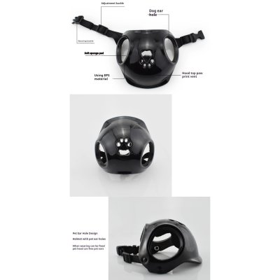 Zoom bild av motorcykelhjälm för hundar katter utklädnad rolig hjälm husdjur plast öronhål hål för öron rosa vit svart