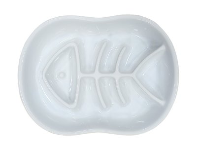Zoom bild av Antislukskål keramik fiskben 0,5 liter, vit