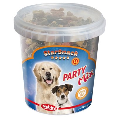 nobby starsnack party mix hundgodis mjuka ben hjärtan goda utan socker kvalitet nobby