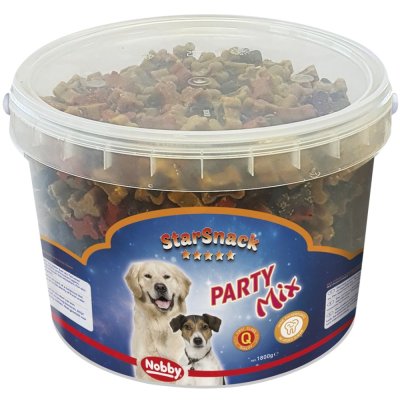 Zoom bild av nobby starsnack party mix hundgodis mjuka ben hjärtan goda utan socker kvalitet nobby