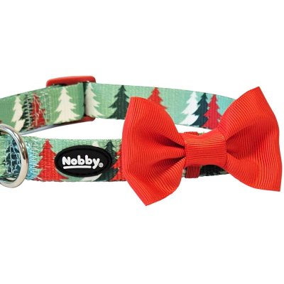 Zoom bild av nobby XMAS Collar Bow Tie julhalsband med fluga grön röd hundhalsband festligt juligt hundtillbehör jul rosett halsband hund jul