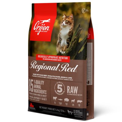Zoom bild av Orijen Cat Regional Red premium kvalitet kattfoder kattmat nötkött fisk vildsvin bison lamm spannmålsfritt