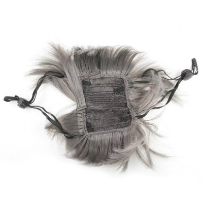 Zoom bild av kattperuk hundperuk peruk för husdjur tupé utklädnad halloween maskerad plysch grå katt hund accessoar rolig