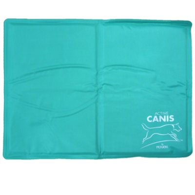 Zoom bild av kyldyna svalkande kylmatta smidig praktisk gelé kylprodukter svalka hund sommar turkos active canis