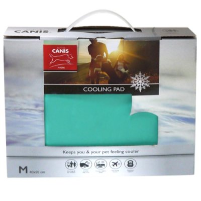 Zoom bild av kyldyna svalkande kylmatta smidig praktisk gelé kylprodukter svalka hund sommar turkos active canis