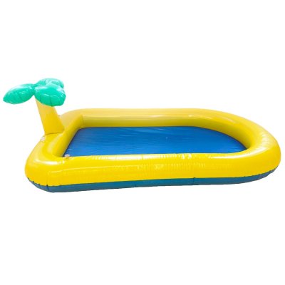 Zoom bild av Petcare Active Canis Hundpool med palm, 163x100x44cm sprinkler vattenlek splash gul blå grön