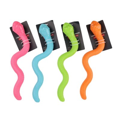 Zoom bild av Petcare Active Canis Snacksorm med pip, 41 cm, blandade long snack snake aktiveringsleksak godisgömma rosa blå grön orange gummi