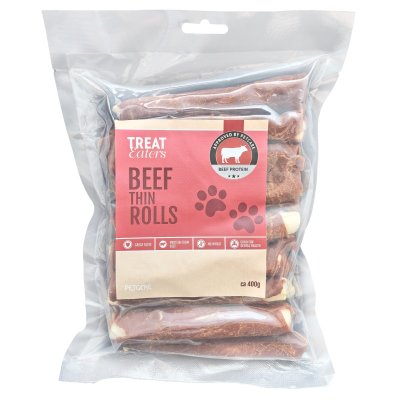 Zoom bild av Petcare PL Private Label Treateaters Beef Thin Rolls 12,5cm 400g hundtugg tuggben nötkött hårda skonsamma saftigt nötkött hundtu