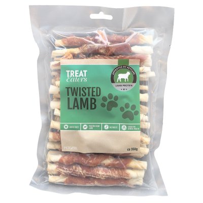Zoom bild av Petcare Private Label PL Treateaters Twisted Lamb 350g tuggpinnar hundtugg lamm råhud smakrikt bra för tänderna tugg torkad råhu