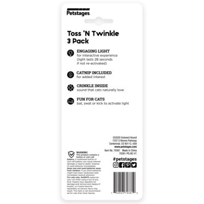 Zoom bild av Petstages Toss 'N Twinkle Catnip Cat Toys - 3 Pack, Multi