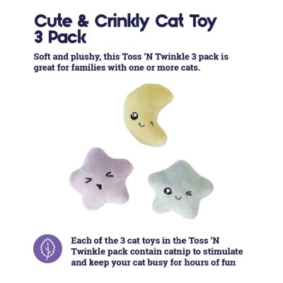Zoom bild av Petstages Toss 'N Twinkle Catnip Cat Toys - 3 Pack, Multi