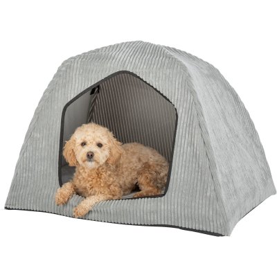 Zoom bild av trixie jonna vital koja manchester plysch stort tält ortopedisk hundkoja ljusgrå manchesterplysch memory foam koja för hund 55x5