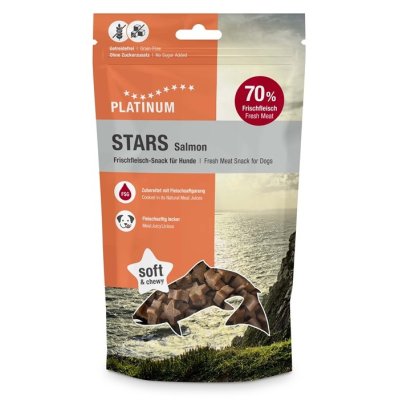 Zoom bild av Platinum STARS Salmon, 185g lax fisk hundgodis hundsnacks stjärnor mjuka saftiga för hund