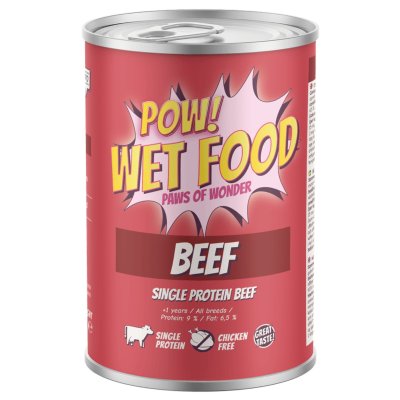 Zoom bild av POW Dog Adult Beef Burk 400g hundfoder blötmat nötkött singelprotein beef kycklingfritt spannmålsfritt monoprotein