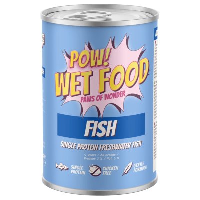Zoom bild av POW Dog Adult Fish Burk 400g hundfoder blötmat fisk sötvattenfisk spannmålsfritt kycklingfritt singelprotein monoprotein skonsam
